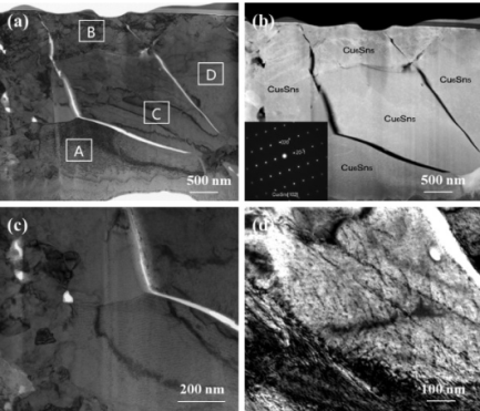熱循環3200次后的BGA-PCB一側的微觀結構